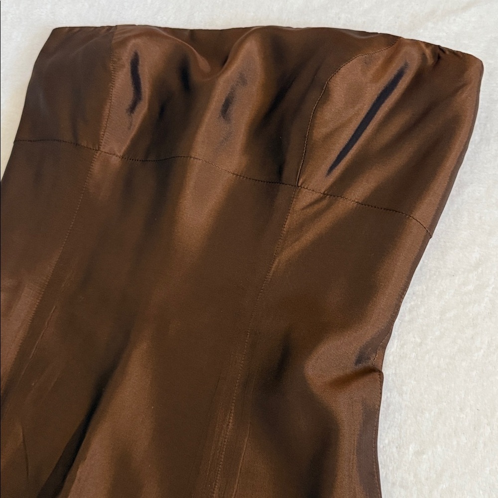 {VTG} Vera Wang | Strapless Bronze Taffetta Dress (6) - Picture 3 of 16